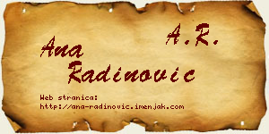 Ana Radinović vizit kartica